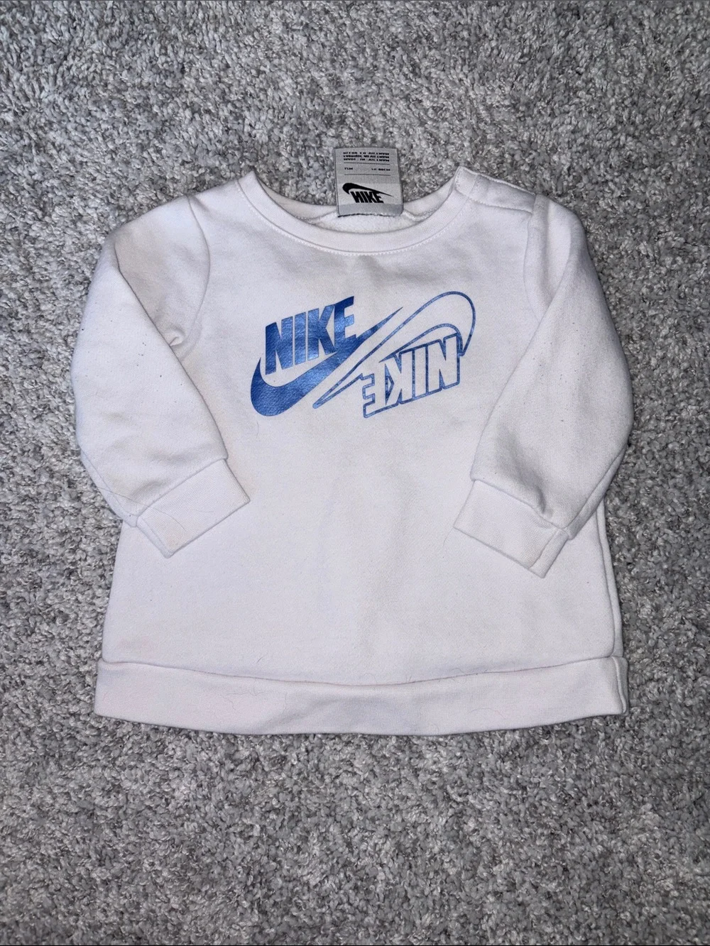 Baby girl Nike White Sweatshirt with Blue Logo